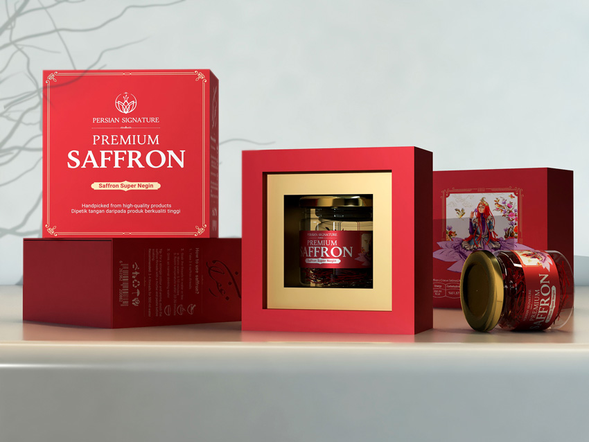 طراحی بسته بندی زعفران Persian Signature