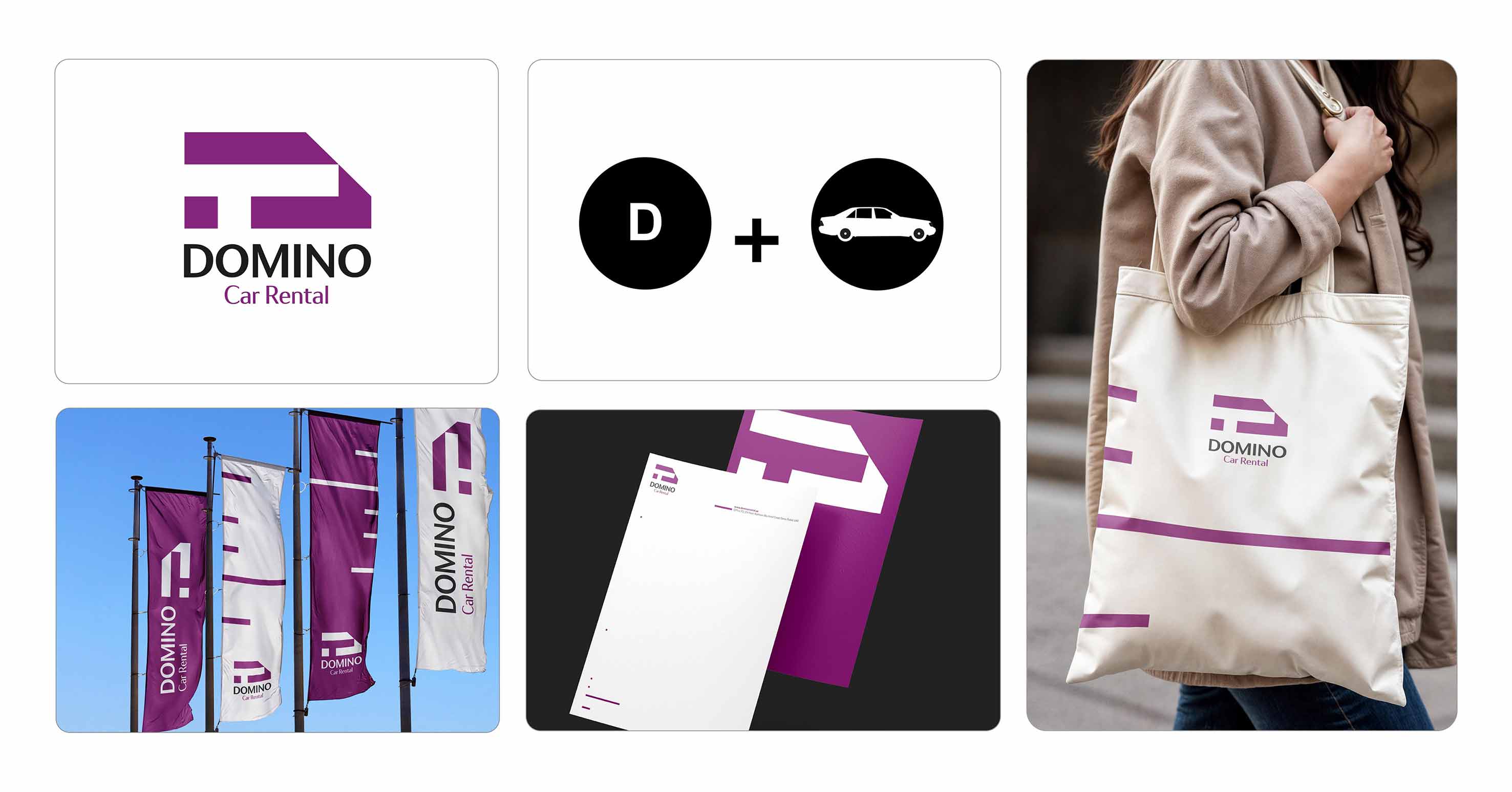 هویت بصری برای Domino Car Rental، شرکت کرایه‌ی خودرو مستقر در دبی